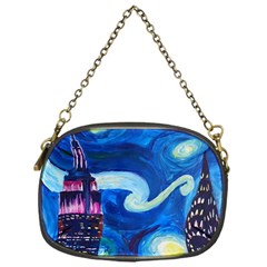 Starry Night In New York Van Gogh Manhattan Chrysler Building And Empire State Building Chain Purse (one Side) by Mog4mog4