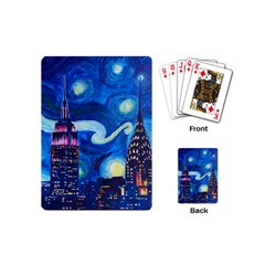 Starry Night In New York Van Gogh Manhattan Chrysler Building And Empire State Building Playing Cards Single Design (mini) by Mog4mog4