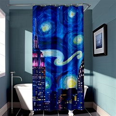 Starry Night In New York Van Gogh Manhattan Chrysler Building And Empire State Building Shower Curtain 36  X 72  (stall)  by Mog4mog4