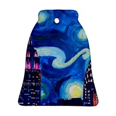 Starry Night In New York Van Gogh Manhattan Chrysler Building And Empire State Building Bell Ornament (two Sides) by Mog4mog4