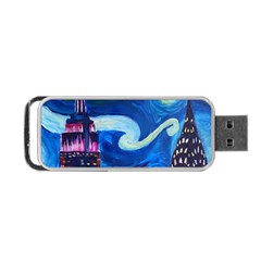 Starry Night In New York Van Gogh Manhattan Chrysler Building And Empire State Building Portable Usb Flash (two Sides) by Mog4mog4