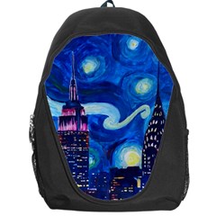 Starry Night In New York Van Gogh Manhattan Chrysler Building And Empire State Building Backpack Bag by Mog4mog4