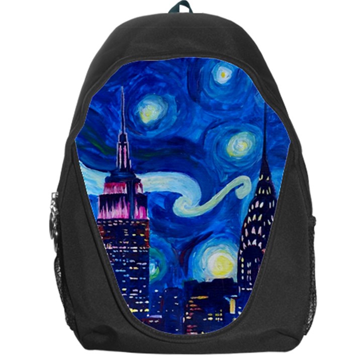 Starry Night In New York Van Gogh Manhattan Chrysler Building And Empire State Building Backpack Bag