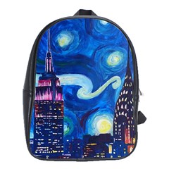 Starry Night In New York Van Gogh Manhattan Chrysler Building And Empire State Building School Bag (xl)