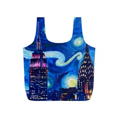 Starry Night In New York Van Gogh Manhattan Chrysler Building And Empire State Building Full Print Recycle Bag (s) by Mog4mog4