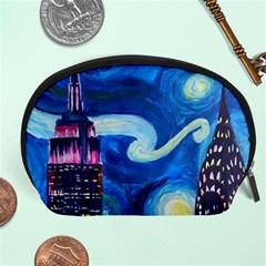 Starry Night In New York Van Gogh Manhattan Chrysler Building And Empire State Building Accessory Pouch (large) by Mog4mog4