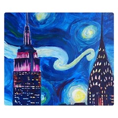 Starry Night In New York Van Gogh Manhattan Chrysler Building And Empire State Building Two Sides Premium Plush Fleece Blanket (small) by Mog4mog4