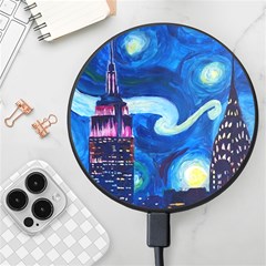 Starry Night In New York Van Gogh Manhattan Chrysler Building And Empire State Building Wireless Fast Charger(black) by Mog4mog4