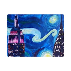 Starry Night In New York Van Gogh Manhattan Chrysler Building And Empire State Building Premium Plush Fleece Blanket (mini) by Mog4mog4