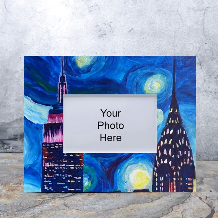 Starry Night In New York Van Gogh Manhattan Chrysler Building And Empire State Building White Tabletop Photo Frame 4 x6 