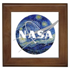 Vincent Van Gogh Starry Night Art Painting Planet Galaxy Framed Tile by Mog4mog4