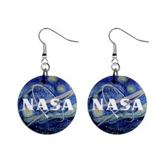 Vincent Van Gogh Starry Night Art Painting Planet Galaxy Mini Button Earrings by Mog4mog4