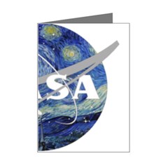 Vincent Van Gogh Starry Night Art Painting Planet Galaxy Mini Greeting Card by Mog4mog4