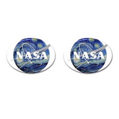 Vincent Van Gogh Starry Night Art Painting Planet Galaxy Cufflinks (oval) by Mog4mog4