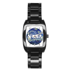 Vincent Van Gogh Starry Night Art Painting Planet Galaxy Stainless Steel Barrel Watch by Mog4mog4