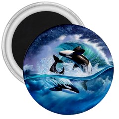 Orca Wave Water Underwater 3  Magnets by Mog4mog4