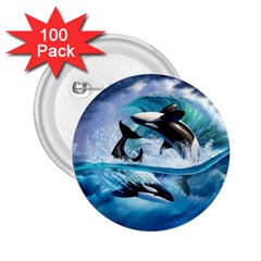 Orca Wave Water Underwater 2 25  Buttons (100 Pack)  by Mog4mog4