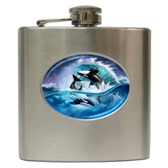 Orca Wave Water Underwater Hip Flask (6 Oz) by Mog4mog4