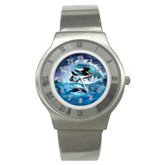 Orca Wave Water Underwater Stainless Steel Watch by Mog4mog4