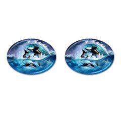 Orca Wave Water Underwater Cufflinks (oval) by Mog4mog4