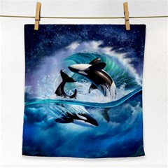 Orca Wave Water Underwater Face Towel by Mog4mog4