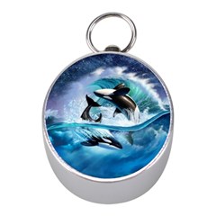 Orca Wave Water Underwater Mini Silver Compasses by Mog4mog4