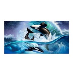 Orca Wave Water Underwater Satin Wrap 35  X 70  by Mog4mog4