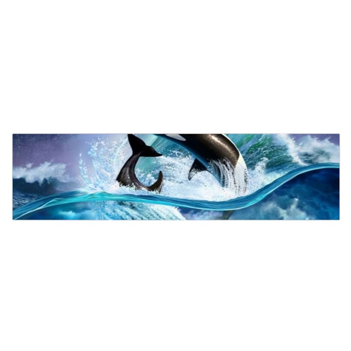 Orca Wave Water Underwater Oblong Satin Scarf (16  x 60 )