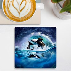 Orca Wave Water Underwater Uv Print Square Tile Coaster  by Mog4mog4