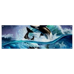 Orca Wave Water Underwater Banner And Sign 12  X 4  by Mog4mog4