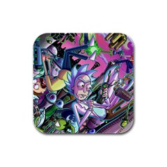 Cartoon Parody Time Travel Ultra Pattern Rubber Square Coaster (4 Pack) by Mog4mog4