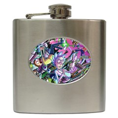 Cartoon Parody Time Travel Ultra Pattern Hip Flask (6 Oz) by Mog4mog4