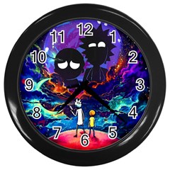 Cartoon Parody In Outer Space Wall Clock (black) by Mog4mog4