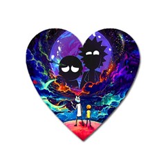 Cartoon Parody In Outer Space Heart Magnet by Mog4mog4