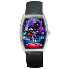 Cartoon Parody In Outer Space Barrel Style Metal Watch by Mog4mog4