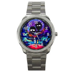 Cartoon Parody In Outer Space Sport Metal Watch by Mog4mog4