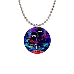 Cartoon Parody In Outer Space 1  Button Necklace by Mog4mog4