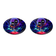 Cartoon Parody In Outer Space Cufflinks (oval) by Mog4mog4