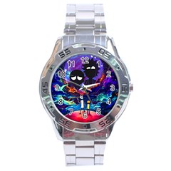 Cartoon Parody In Outer Space Stainless Steel Analogue Watch by Mog4mog4