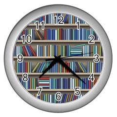 Bookshelf Wall Clock (silver) by Mog4mog4