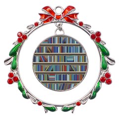 Bookshelf Metal X mas Wreath Ribbon Ornament by Mog4mog4