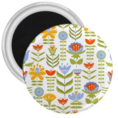 Seamless Pattern With Various Flowers Leaves Folk Motif 3  Magnets by Mog4mog4