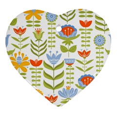 Seamless Pattern With Various Flowers Leaves Folk Motif Ornament (heart) by Mog4mog4