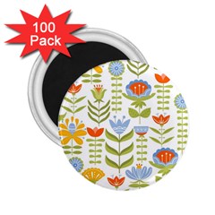 Seamless Pattern With Various Flowers Leaves Folk Motif 2 25  Magnets (100 Pack)  by Mog4mog4