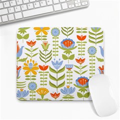 Seamless Pattern With Various Flowers Leaves Folk Motif Large Mousepad by Mog4mog4