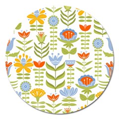 Seamless Pattern With Various Flowers Leaves Folk Motif Magnet 5  (round) by Mog4mog4