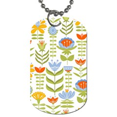 Seamless Pattern With Various Flowers Leaves Folk Motif Dog Tag (one Side) by Mog4mog4