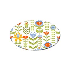 Seamless Pattern With Various Flowers Leaves Folk Motif Sticker Oval (10 Pack) by Mog4mog4