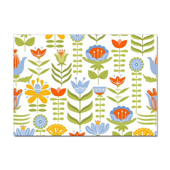 Seamless Pattern With Various Flowers Leaves Folk Motif Sticker A4 (100 pack)