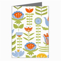 Seamless Pattern With Various Flowers Leaves Folk Motif Greeting Cards (pkg Of 8) by Mog4mog4